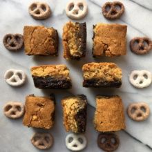 Gluten-free Pretzel Blondie Brownie Bars with Assorted Pretzels